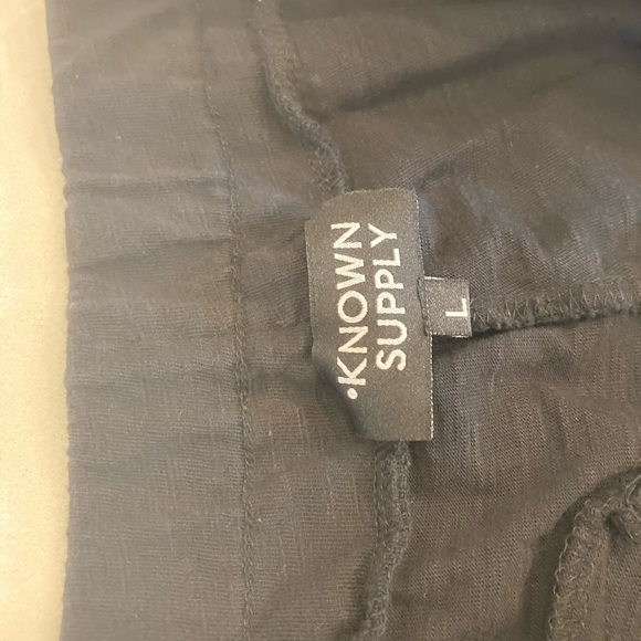 Known Supply 100% Organic Cotton Black Pocket Cuff Leg Joggers Sequoia Pant L - Picture 5 of 8